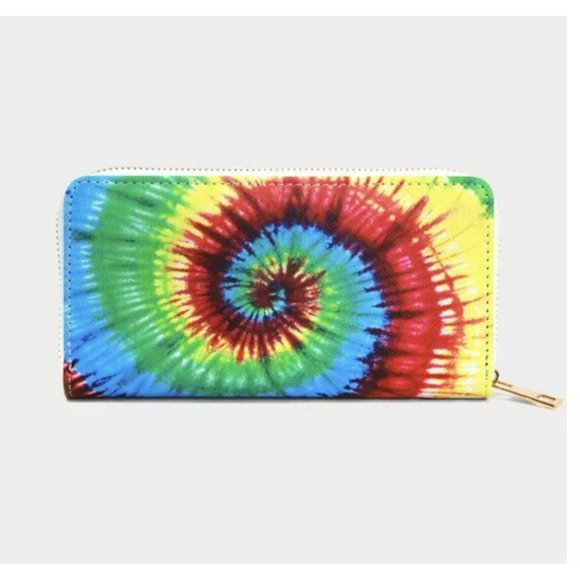 Womens wallet tie dye blue red zip around wallet purse credit card holder - Picture 2 of 2